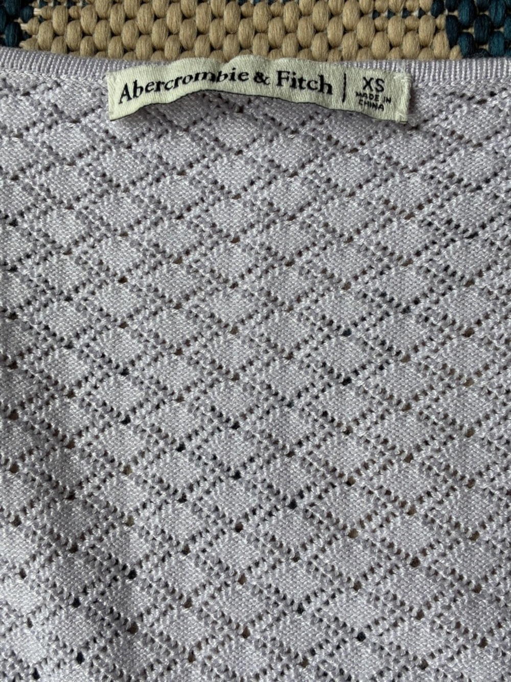 Abercrombie & Fitch Bodysuit Open Weave Crochet Knit Longsleeve - Lilac XS - Picture 4 of 8